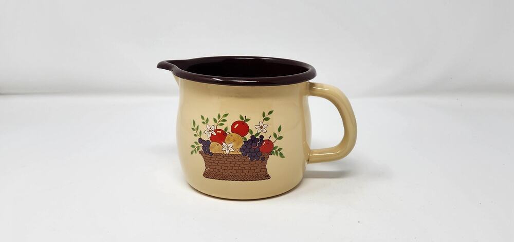 Vintage Enamelware Pitcher | Planter | Candle Holder | Retro Kitchen